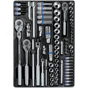 Изображение товара Набор торцевых головок 1/4'&3/8' с принадлежностями, ложемент, 75 предметов (шт)