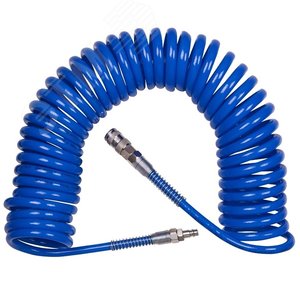 Изображение товара Шланг пневматический спиральный высокого давления 8х12 мм, 10 м, полиуретановый, фитинги (шт)