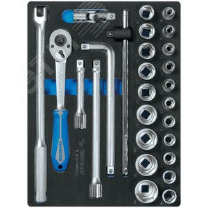 Изображение товара Набор торцевых головок 1/2' с принадлежностями, ложемент, 27 предметов (шт)