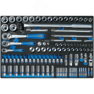 Изображение товара Набор торцевых головок 1/4'&3/8'&1/2' с принадлежностями, ложемент, 103 предмета (шт)