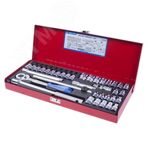 Изображение товара Набор торцевых головок с принадлежностями 3/8', шестигранные, 6-19 мм 36 предметов (шт)