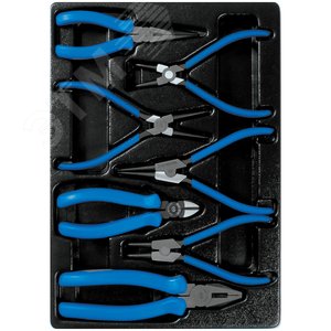 Изображение товара Набор съемников стопорных колец, пассатижей и бокорезов, ложемент, 7 предметов (шт)