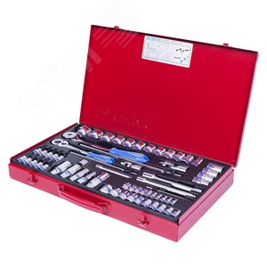 Изображение товара Набор торцевых головок с принадлежностями 1/4'&3/8'&1/2', двенадцатигранные, 4-32 мм, 62 п (шт)