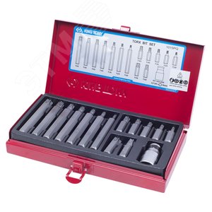 Изображение товара Набор вставок (бит) 10 мм, TORX, Т20-Т55, 15 предметов (шт)