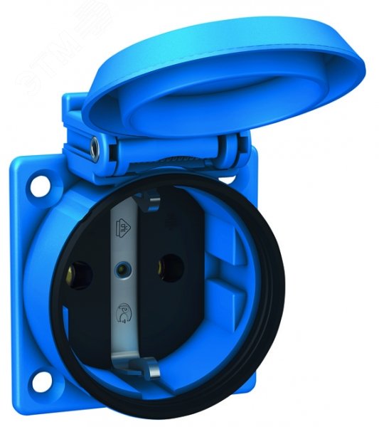 Приборная розетка SCHUKOplus термопласт, фланец, IP54 16A 2P+E 250V, синий 1561050 ABL