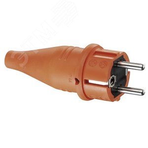 Кабельная резиновая вилка прямой ввод с мультизаземлением IP44 16A 2P+E 250V, оранжевый