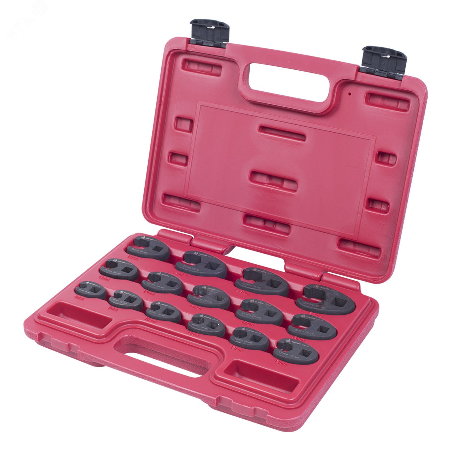 Изображение товара Набор разрезных ключей 3/8 1/2 ворония лапка 8-24 мм в кейсе 15 шт Мастак