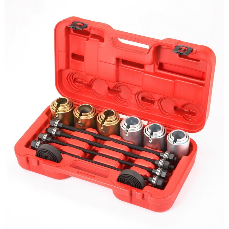 Изображение товара Набор оправок для монтажа и демонтажа сайлентблоков 26 предметов Мастак