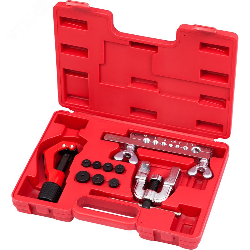 Изображение товара Приспособление для развальцовки и резки тормозных трубок 4.75-12.7 мм кейс 10 предметов (шт)