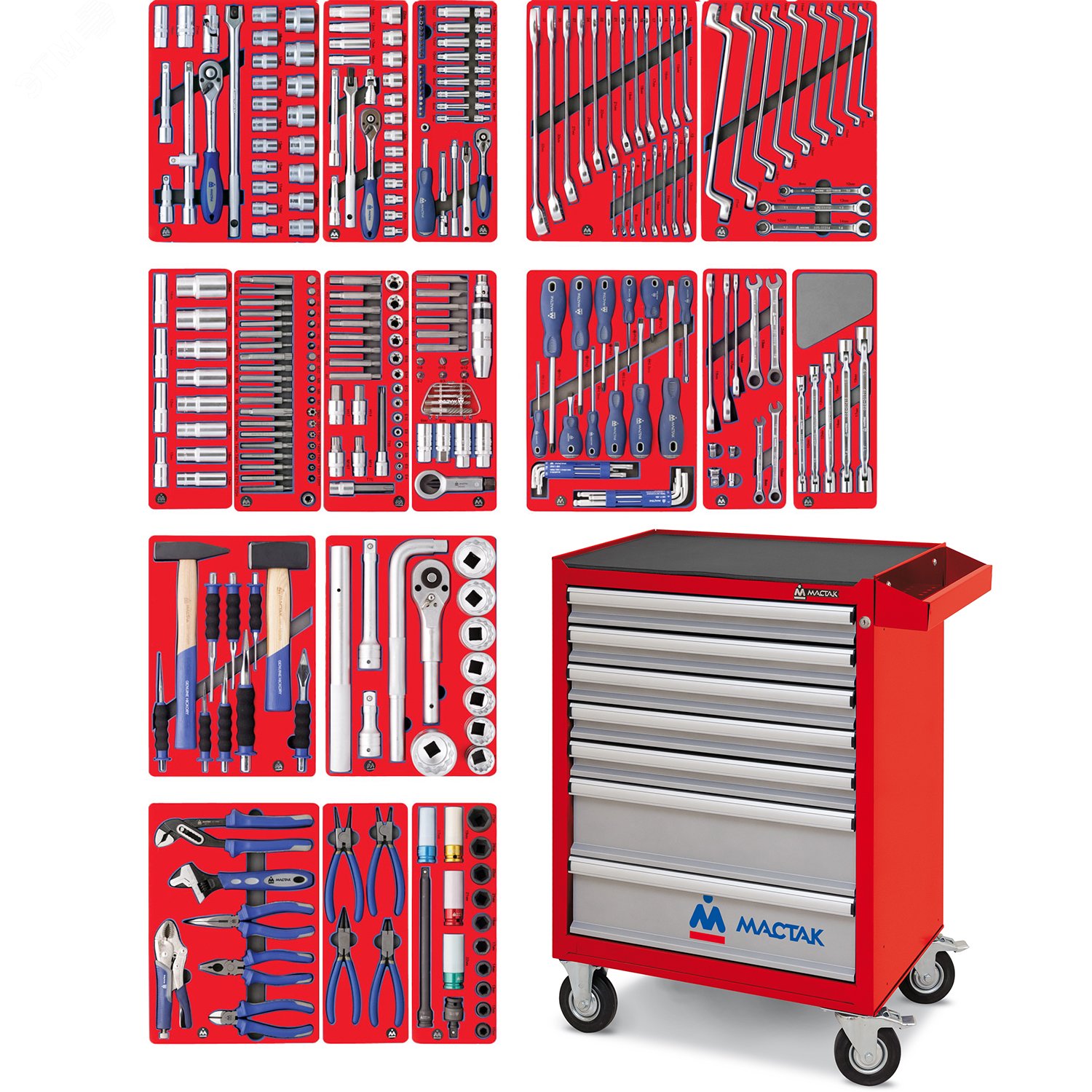 Изображение товара Набор инструментов 'ЭКСПЕРТ' в красной тележке 323 предмета (шт)
