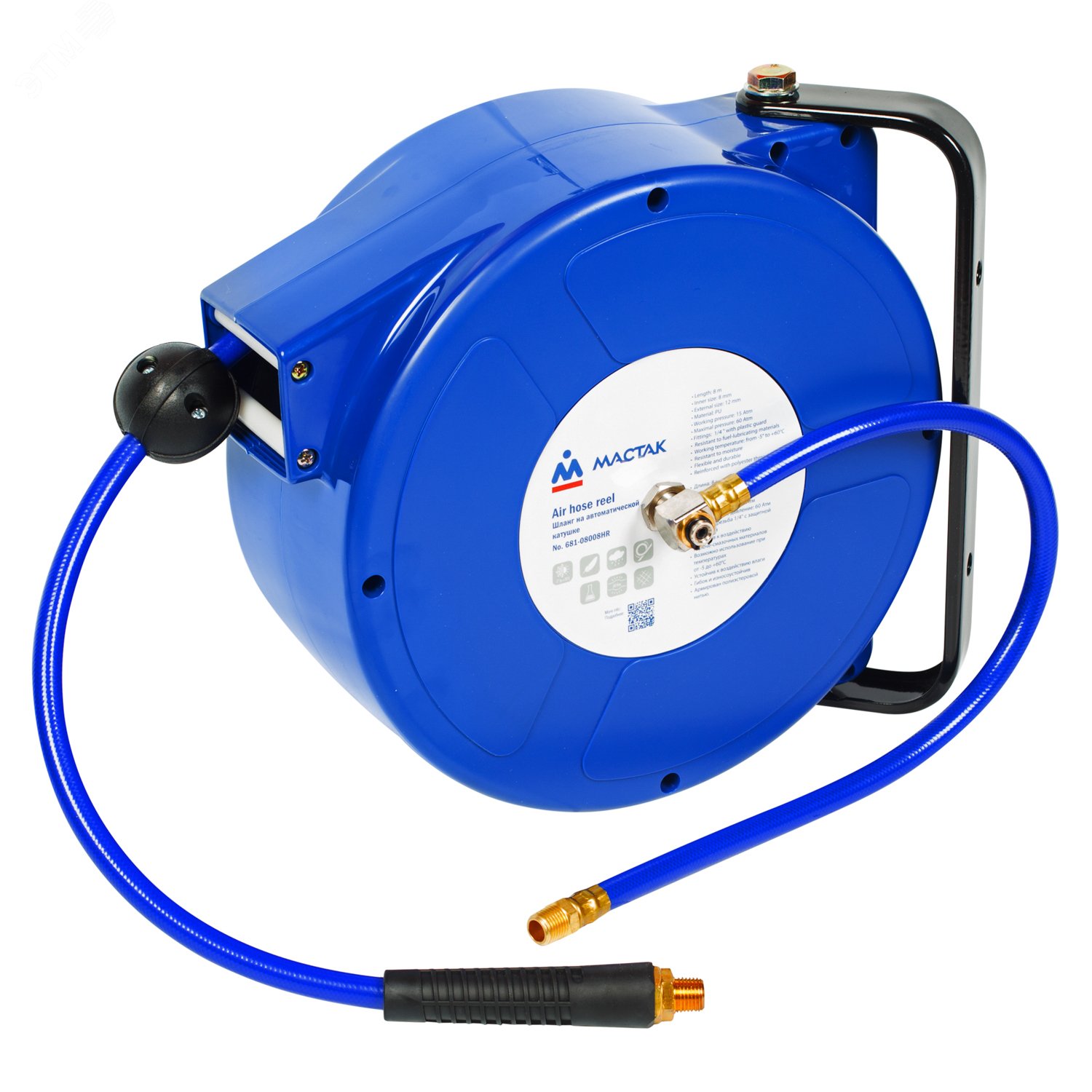 Изображение товара Шланг на автоматической катушке полиуретановый 8х12 мм 8 м резьба 1/4' (шт)