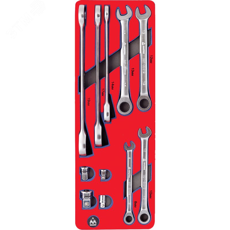 Изображение товара Набор комбинированных ключей с трещоткой ложемент 11 предметов (шт)