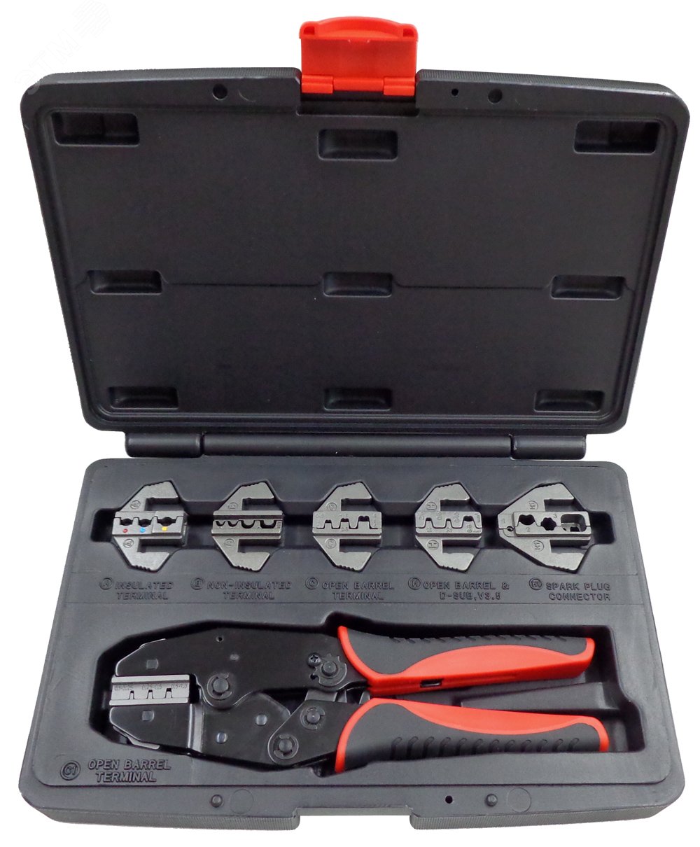 Изображение товара Кримпер храповичный для обжима изолированных наконечников в кейсе 7 предметов (шт)