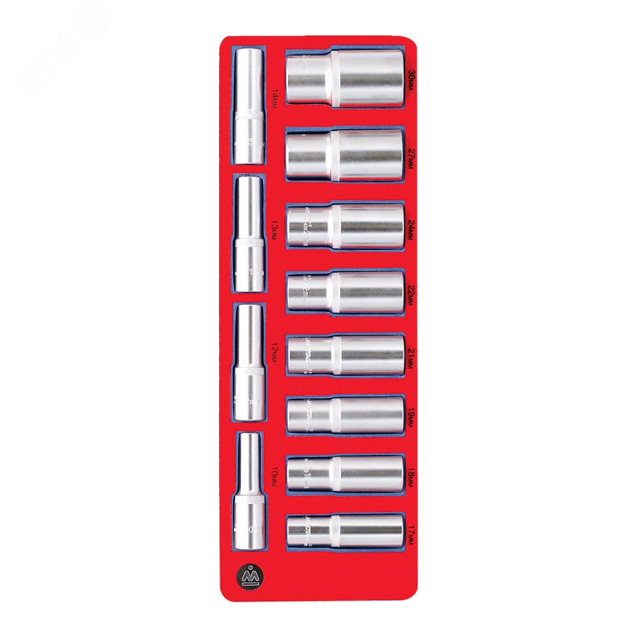 Изображение товара Набор глубоких головок 1/2'' шестигранные, 12 предметов, Мастак, Тайвань