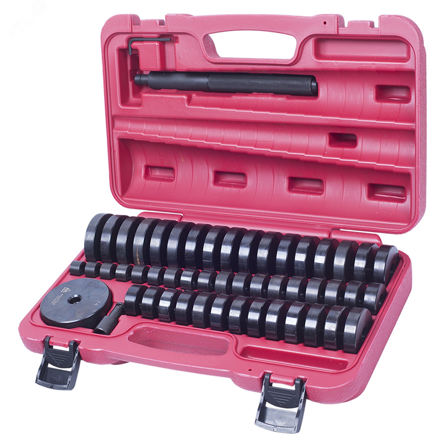 Изображение товара Набор оправок для монтажа и демонтажа подшипников 18-74 мм 49 предметов Мастак