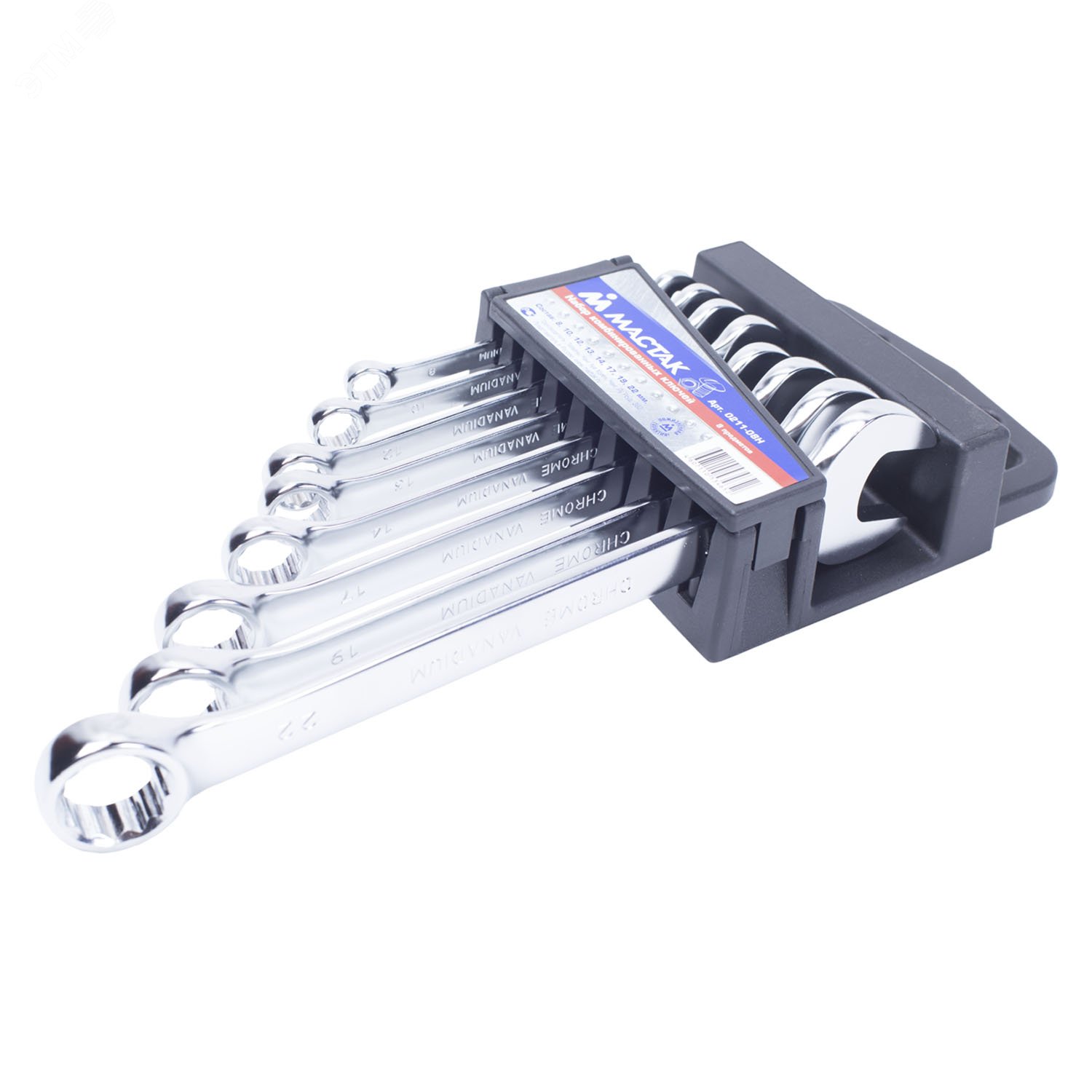 Изображение товара Набор комбинированных ключей 8-22 мм 8 предметов Мастак Тайвань