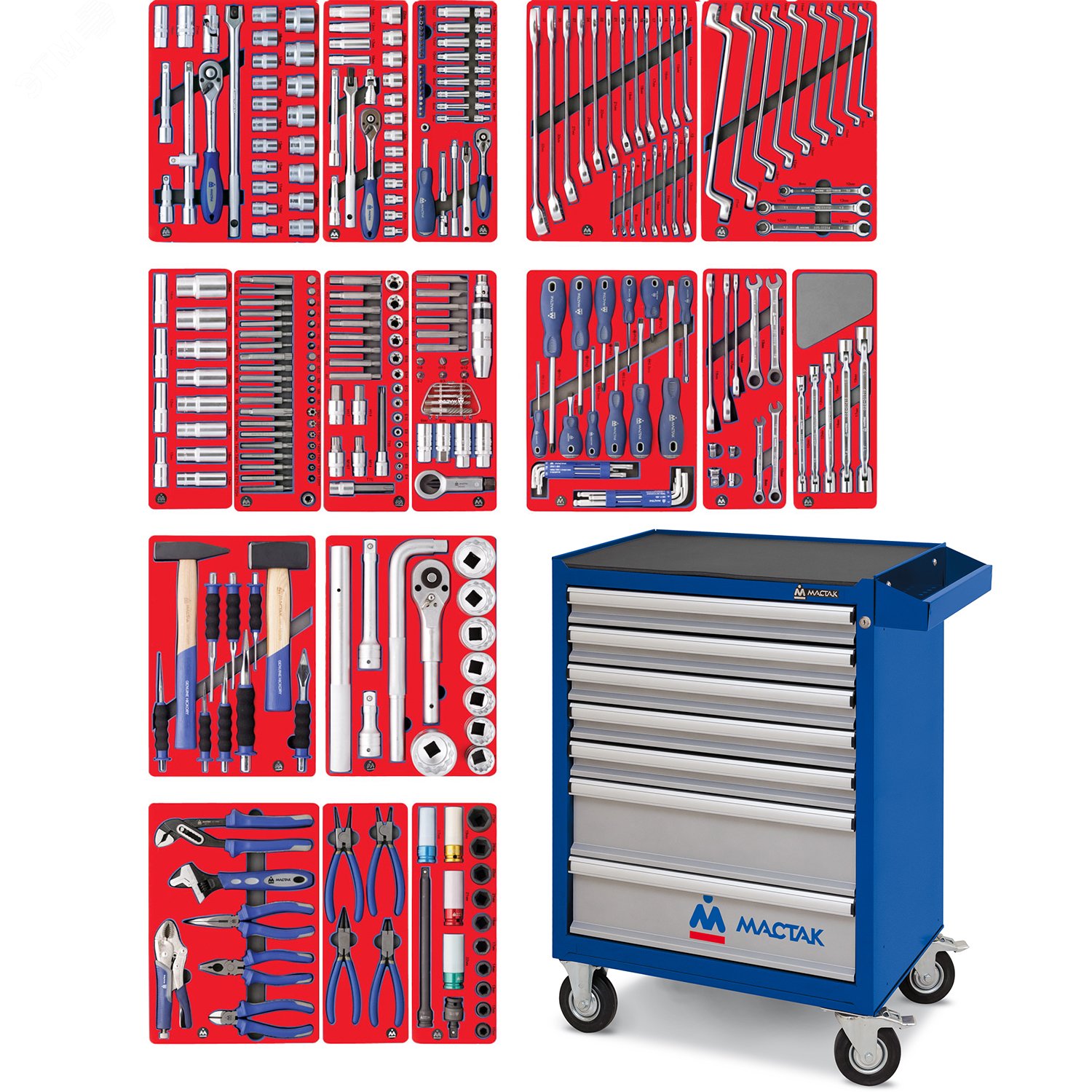 Изображение товара Набор инструментов 'ЭКСПЕРТ' в синей тележке 323 предмета (шт)