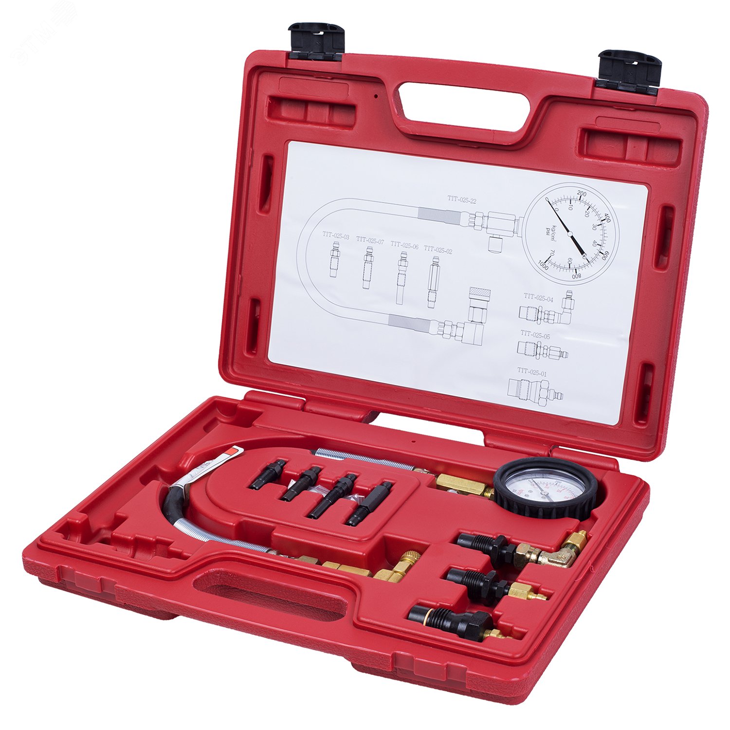 Изображение товара Компрессометр дизельный 0-70 атм кейс комплект адаптеров