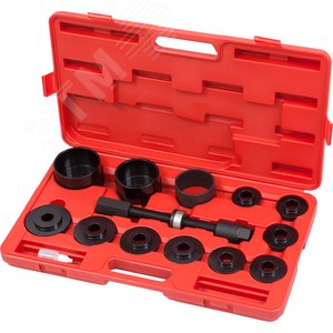 Изображение товара Набор оправок для монтажа и демонтажа ступичных подшипников кейс 14 предметов (шт)