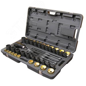 Изображение товара Набор оправок для монтажа и демонтажа сайлентблоков гидравлический кейс 49 предметов (шт)