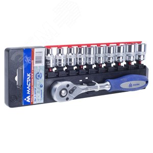 Изображение товара Набор торцевых головок с трещоткой 3/8' 6-19 мм 11 предметов (шт)