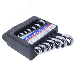 Изображение товара Набор комбинированных трещоточных укороченных ключей 10-19 мм 7 предметов (шт)