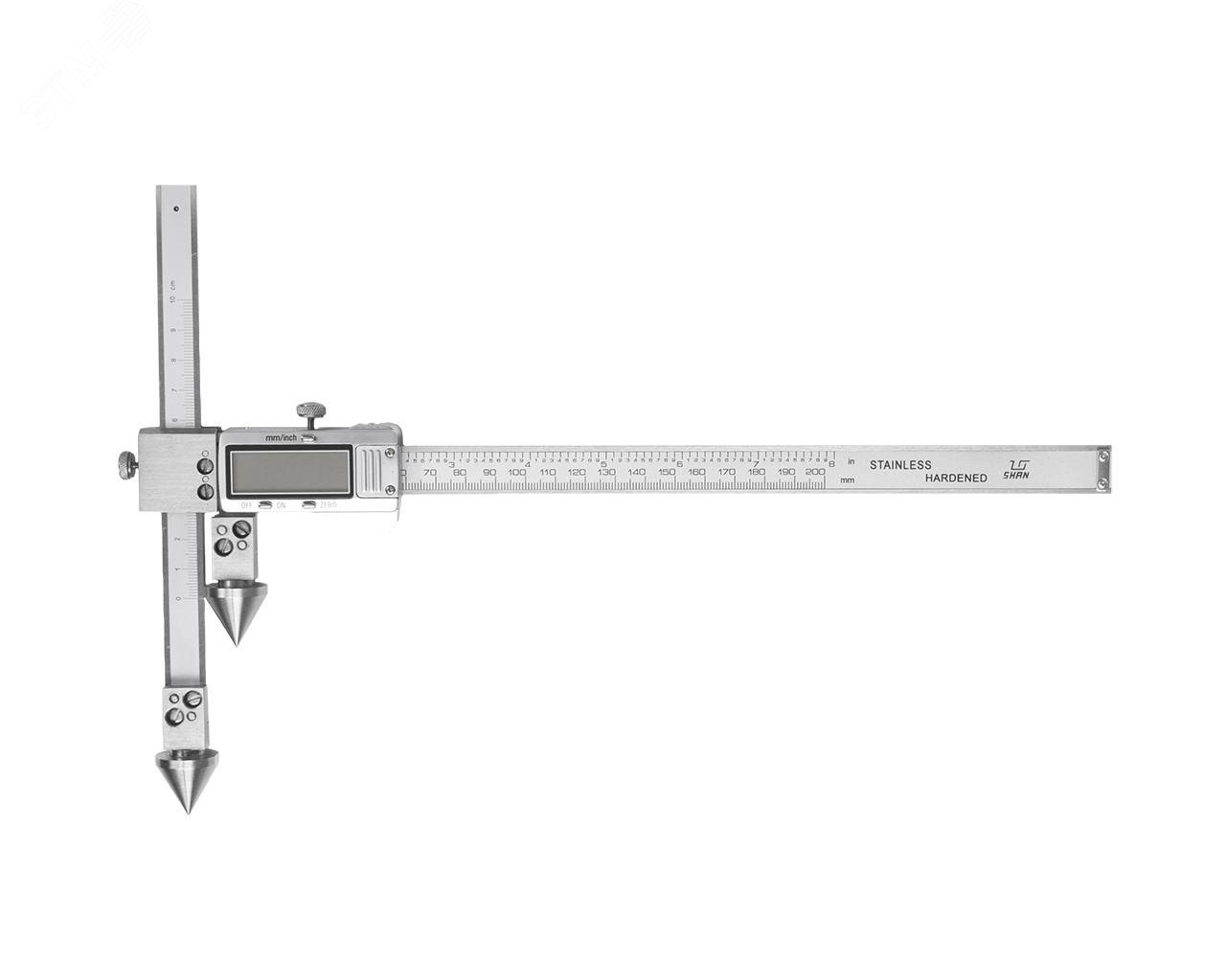 Изображение товара Штангенциркуль специальный ШЦЦСЦ-2 20-300-0,01 (для изм. расст. м/у центрами отверстий с конич. изм. вставками и подвижной изм. губ.) с поверкой (шт)