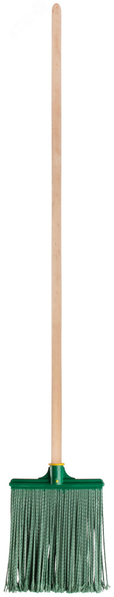 Метла пластиковая №1, плоская мягкая с деревянным черенком 260х330х1480 мм 68073 КУРС РОС - превью