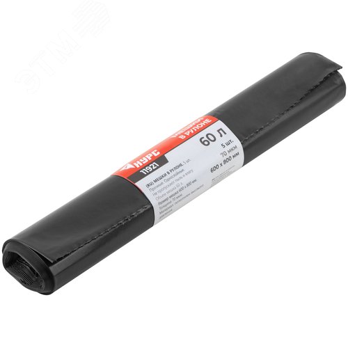 Мешки для строительного мусора, ПВД прочные, 60 л, 600х800 мм, толщина 70 мкм,  5 шт. - фото 4