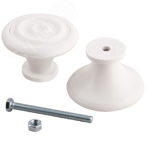 Ручка-кнопка дверная пластиковая белая - фото 3