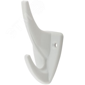 Изображение товара Крючок-вешалка 2-рожковый пластиковый белый (шт)