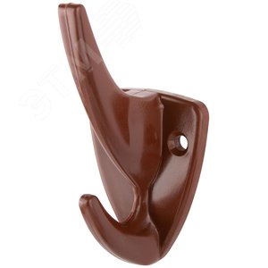 Крючок-вешалка 2-рожковый пластиковый коричневый - фото 1
