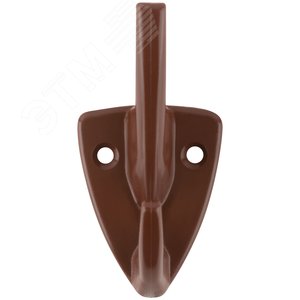 Крючок-вешалка 2-рожковый пластиковый коричневый - фото 2