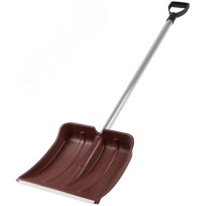Лопата для уборки снега пластиковая цветная, алюминиевый черенок 380х365х1340 мм - фото 2