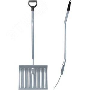 Лопата для уборки снега тротуарная стальная, изогнутый алюминиевый черенок 428х375x1300 мм - фото 5