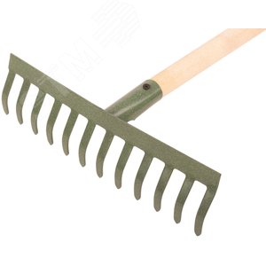 Грабли с деревянным черенком, прямой зуб, 12 зубьев - фото 2