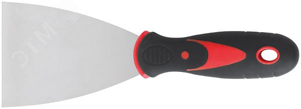 Изображение товара Шпатель нержавеющая сталь, прорезиненная ручка 100 мм КУРС