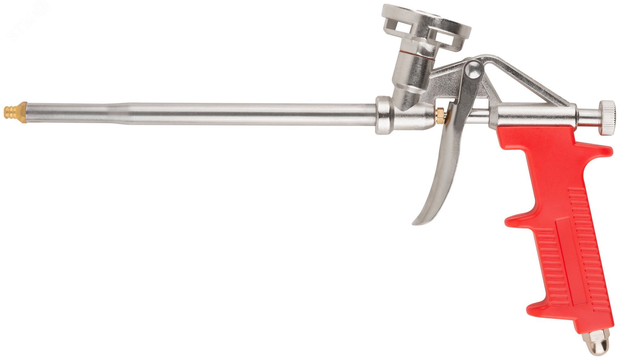 Изображение товара Пистолет для монтажной пены КУРС легкий алюминиевый корпус нержавеющая сталь регулируемый