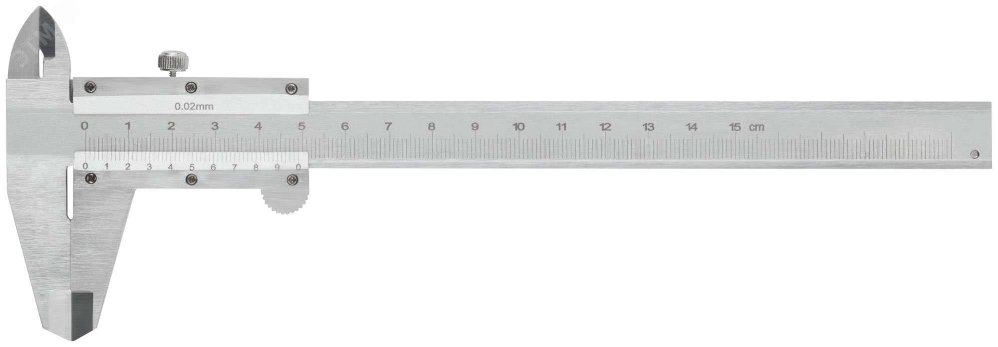 Штангенциркуль металлический хромированный 150 мм/ 0,02 мм (пластиковый кейс) 19840 КУРС - превью