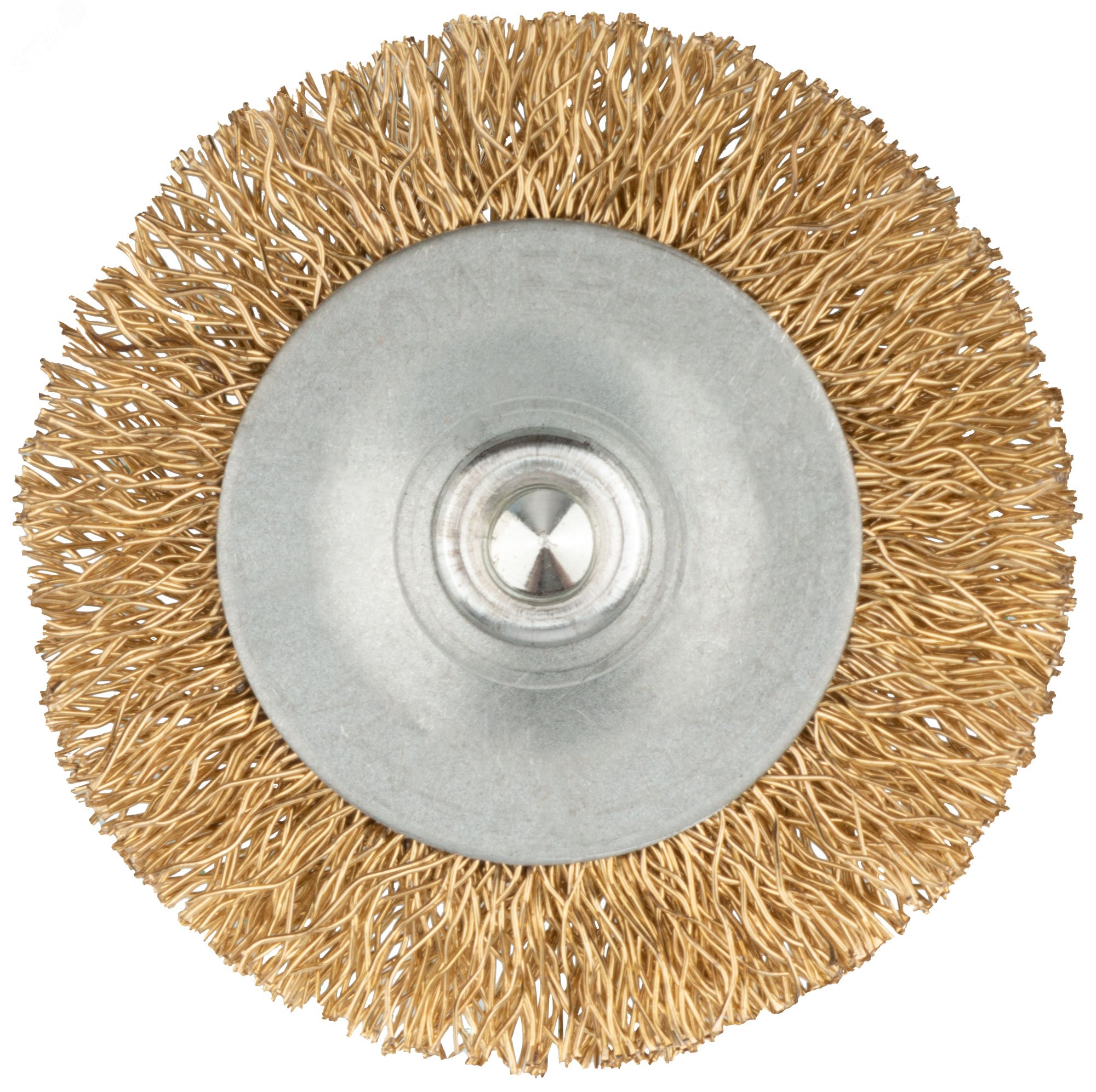 Кордщетка дисковая прямая, со шпилькой, стальная латунированная волнистая проволока 50 мм 38462 КУРС - превью 2