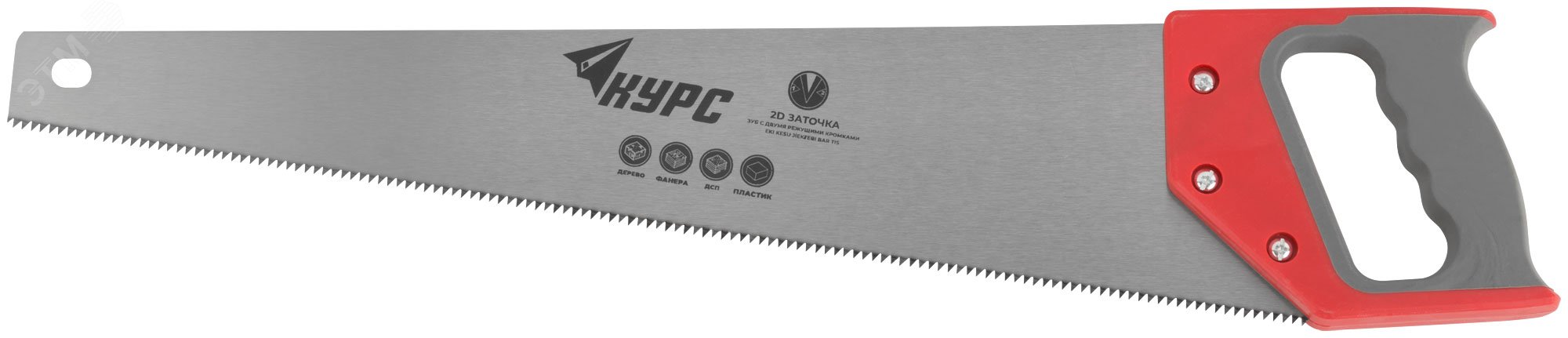 Изображение товара Ножовка по дереву 500 мм КУРС с каленым зубом 7 TPI и прорезиненной рукояткой