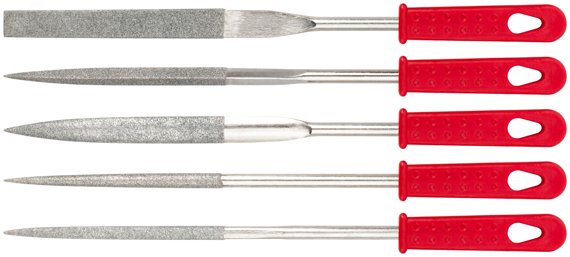 Изображение товара Набор алмазных надфилей 5 шт 250 мм широкие для металла и дерева