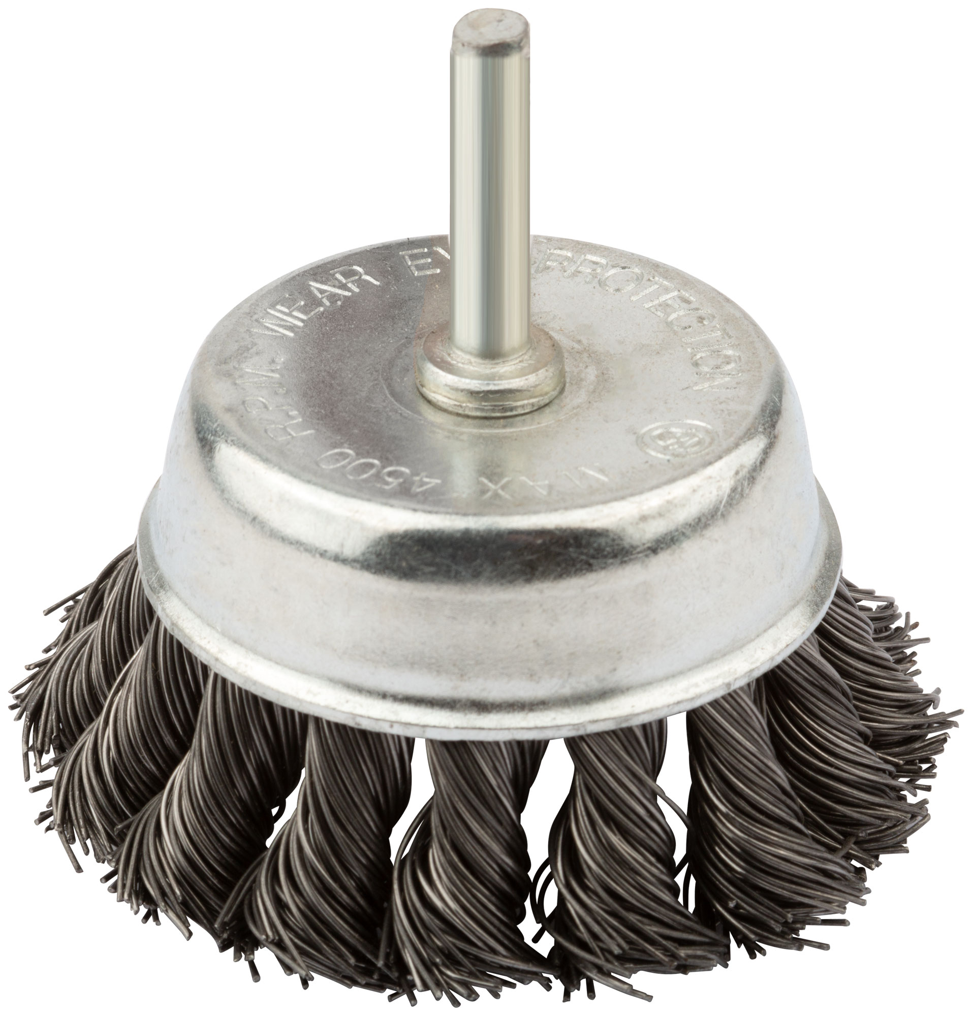 Кордщетка чашечная, со шпилькой, стальная витая проволока 75 мм