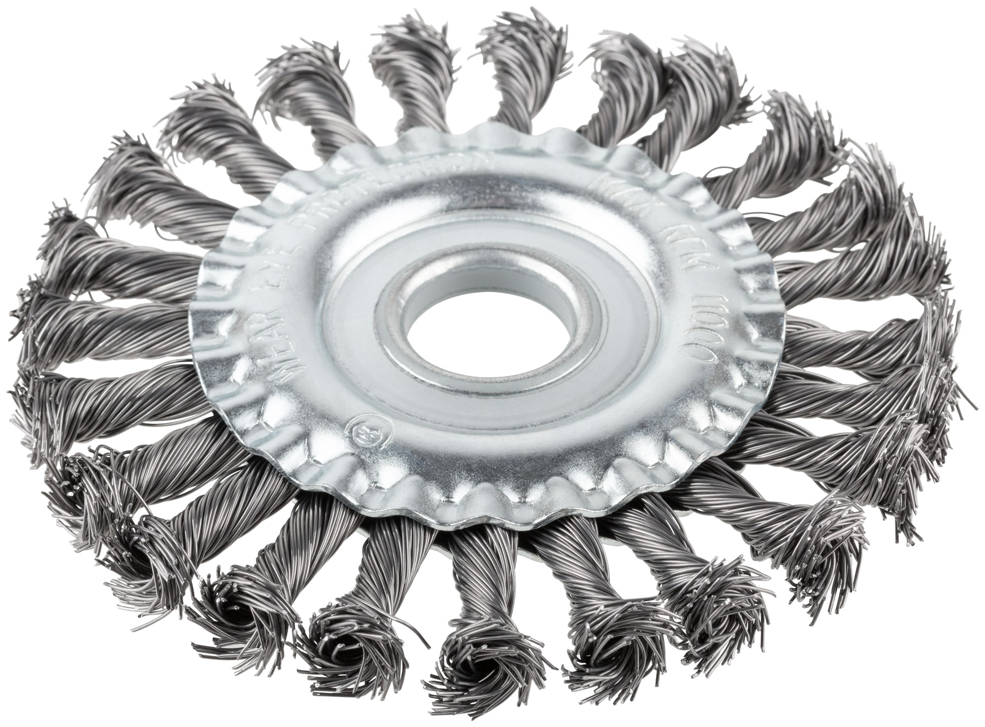 Корщетка-колесо, посадочный диаметр 22,2 мм, стальная витая проволока 125 мм, блистер