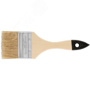 Изображение товара Кисть флейцевая ''Лайт'', натур. cветлая щетина, деревянная ручка 2.5'' (63 мм) (шт)