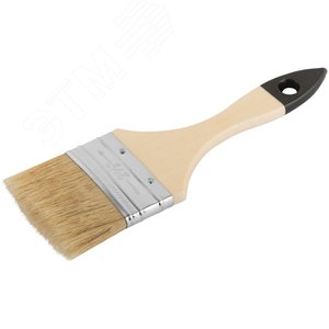 Кисть флейцевая ''Лайт'', натур. cветлая щетина, деревянная ручка 2.5'' (63 мм) - фото 2