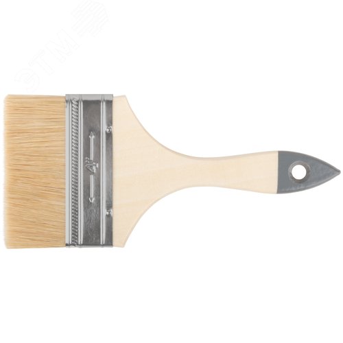 Кисть флейцевая ''Лайт'' натуральная cветлая щетина, деревянная ручка 4'' (100 мм) - фото 1