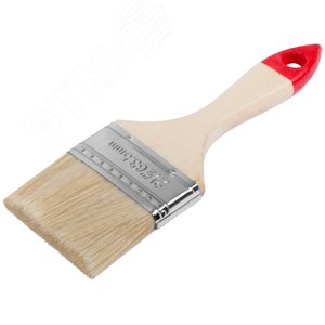 Кисть флейцевая ''Оптима'', натур. cветлая щетина, деревянная ручка 2.5'' (63 мм) - фото 2