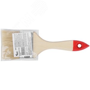 Кисть флейцевая ''Оптима'', натур. cветлая щетина, деревянная ручка 2.5'' (63 мм) - фото 3