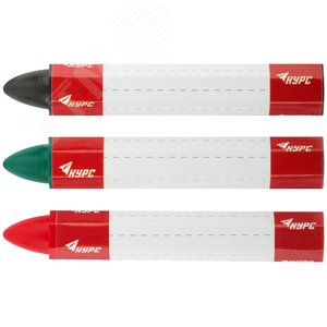 Карандаши разметочные восковые, набор 3 шт. ( черный / зеленый / красный ), 95 мм 4390 КУРС